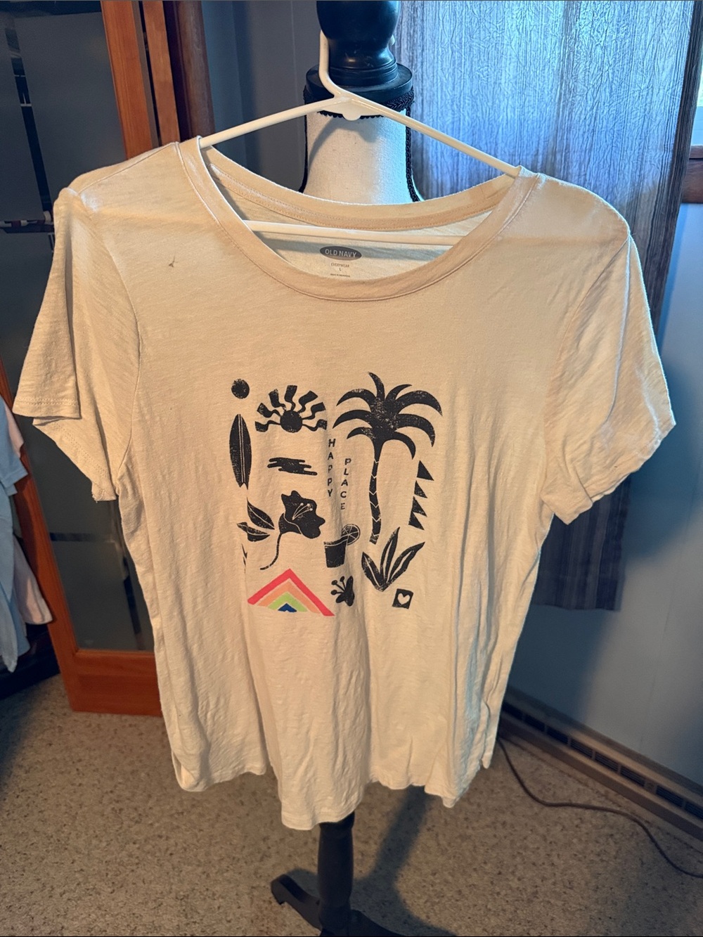 Old Navy Cream Short-Sleeve Graphic Tee with Palm Design